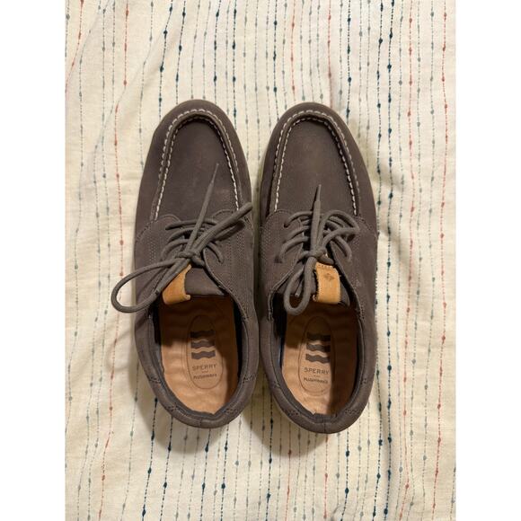 Sperry Men’s Coastal Plushwave Gray Leather Boat Shoe Size 8